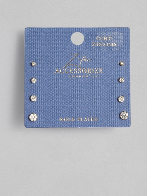 

Accessorize Set of 4 Gold-Plated CZ Studded Circular Studs