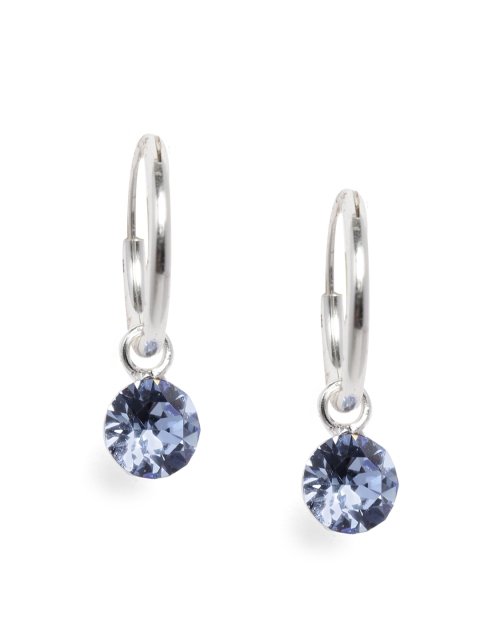 

Accessorize Silver-Toned & Blue Sterling Silver Hoop Earrings with Swarovski Stones