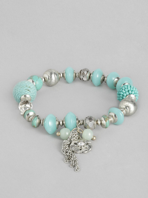 

Accessorize Silver-Toned and Turquoise Charmy Chain Drop Stretch Bracelet