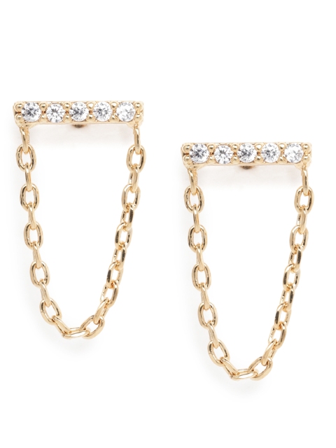 

Accessorize Gold-Toned Gold-Plated Sparkle Line And Chain Oval Studs