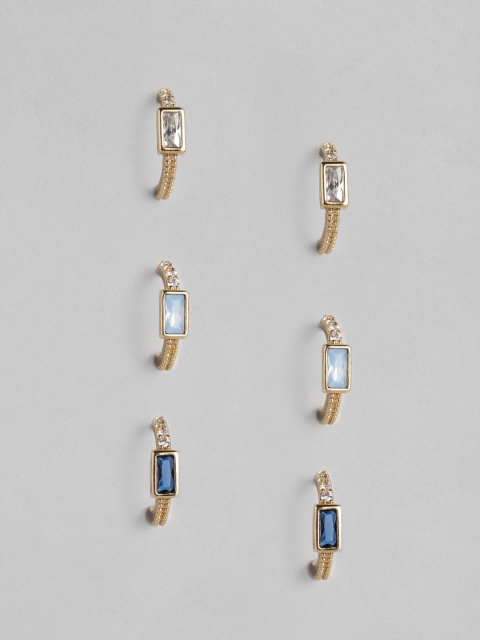 

Accessorize Set of 3 Gold-Plated Cubic Zirconia Studded Half Hoop Earrings