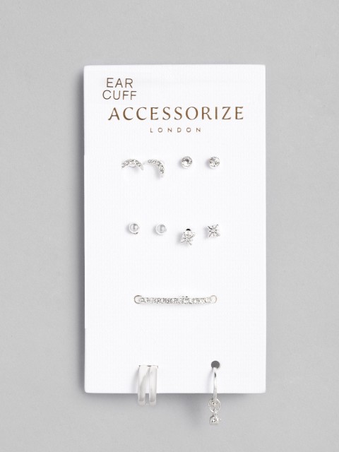 

Accessorize Set of 7 Silver-Toned Earrings