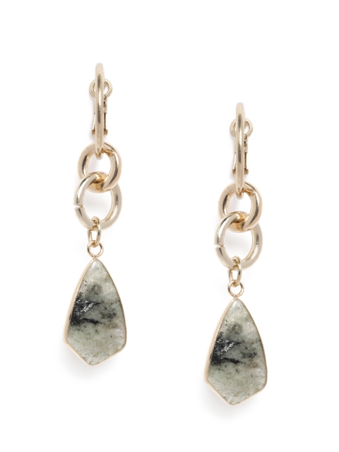 

Accessorize Grey & Gold-Toned Stone Link Contemporary Drop Earrings