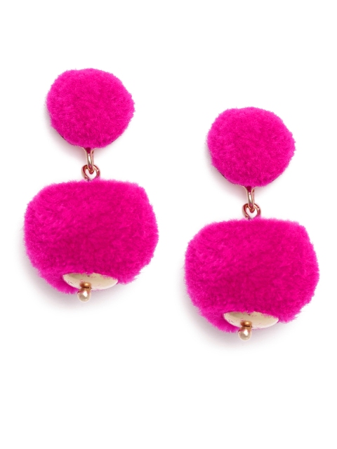 

Accessorize Pink & Gold-Toned Pom-Pom Drop Earrings