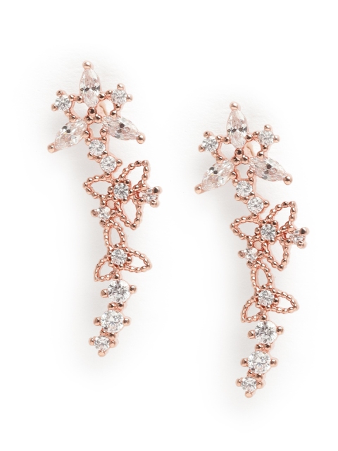 

Accessorize Rose Gold-Plated CZ Studded Floral Studs