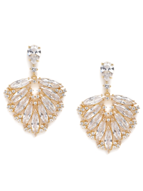 

Accessorize Gold-Plated CZ Studded Leaf Shaped Drop Earrings