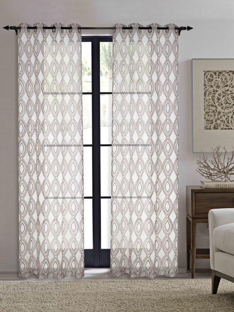 

Deco Window Off-White & Brown Set of 2 Door Curtains