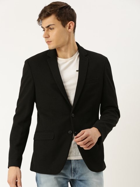 

Parx Black Slim Fit Single-Breasted Casual Blazer