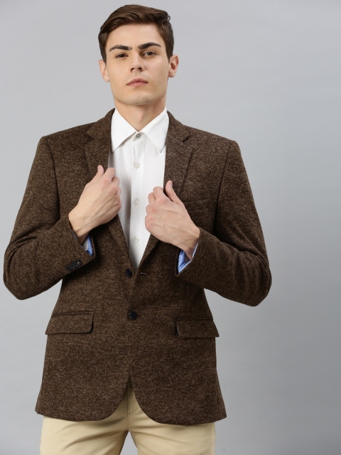 

Raymond Men Brown Contemporary Fit Self Designed Single-Breasted Formal Blazer