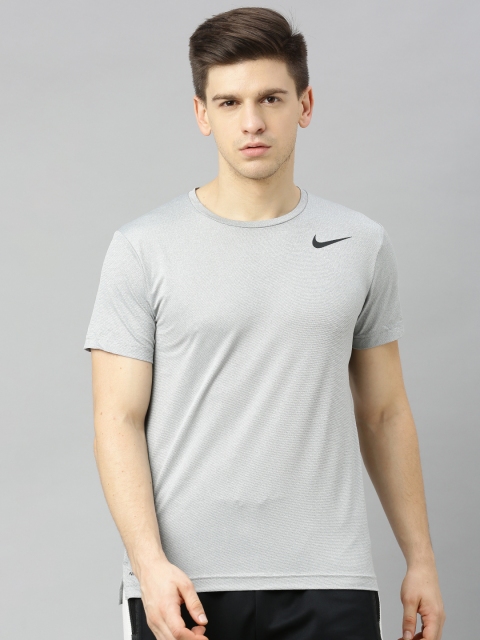 

Nike Men Grey Solid NK TOP SS HPR DRY Round Neck T-shirt