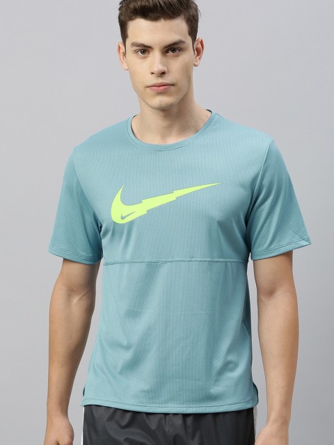 

Nike Men Blue AS BREATHE RUN WR PO G Dri-FIT Printed Round Neck T-shirt