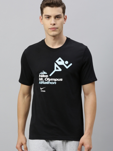 

Nike Men Black Printed Round Neck Dri-FIT AIRATHON Running T-shirt