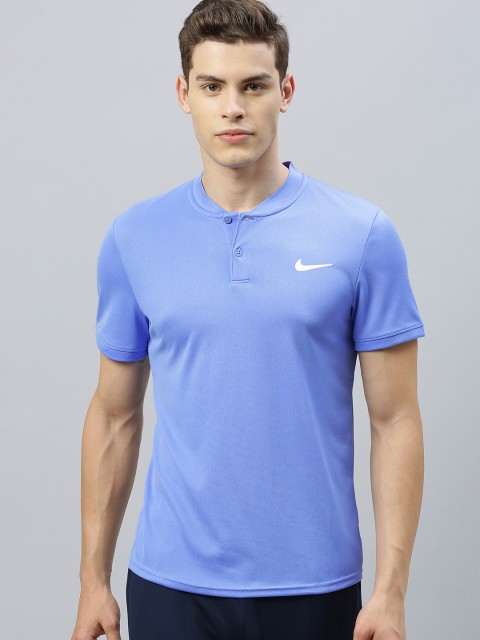 

Nike Men Blue Solid Dri-Fit Polo Blade T-shirt