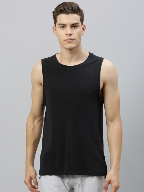 

Nike Men Black Solid Round Neck Dri-Fit Tank Yoga T-shirt