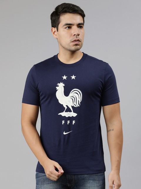 

Nike Men Blue Printed AS FFF M NK TEE EVERGREEN CRES Round Neck T-shirt, Navy blue
