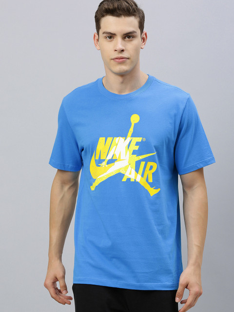 

Nike Men Blue & Yellow Printed Round Neck Dri-FIT J JM CLASSICS SS CREW Basketball T-shirt