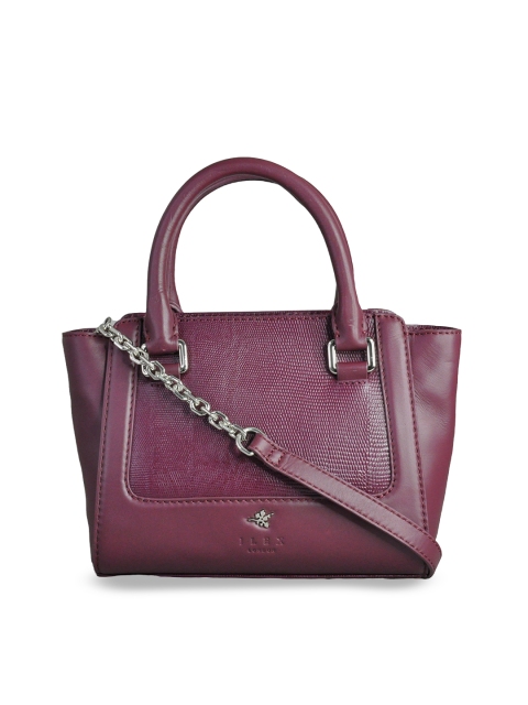 

ILEX Burgundy Textured Handheld Leather Bag