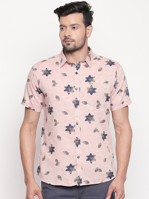 

L.A. SEVEN Men Pink Slim Fit Printed Casual Shirt