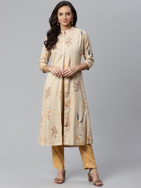 

Sbo Fashion Women Beige & Mustard Yellow Printed Kurta with Palazzos