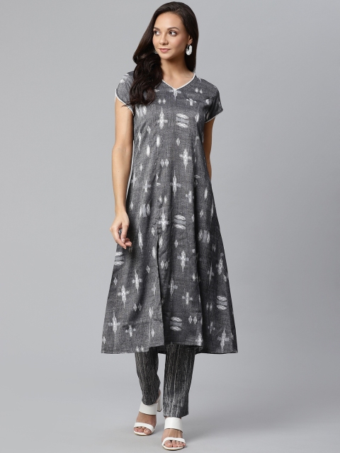 

Sbo Fashion Women Charcoal Grey & White Printed Kurta with Palazzos