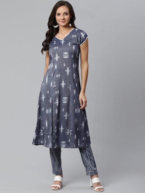 

Sbo Fashion Women Navy Blue & Off-White Print Kurta with Palazzos