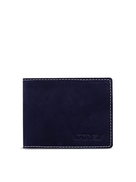 

ABYS Unisex Blue Solid Genuine Leather Two Fold Wallet