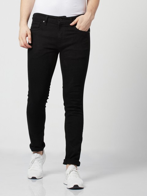 

Jack & Jones Men Black Ben Skinny Fit Side Striped Low-Rise Clean Look Stretchable Jeans