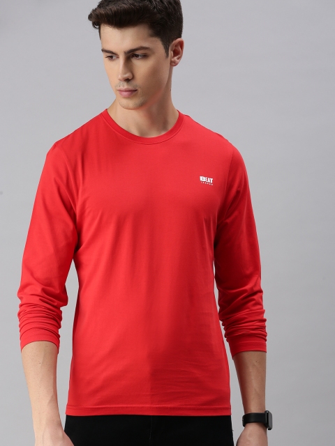 

BEAT LONDON by PEPE JEANS Men Red Solid Slim Fit Round Neck Pure Cotton T-shirt