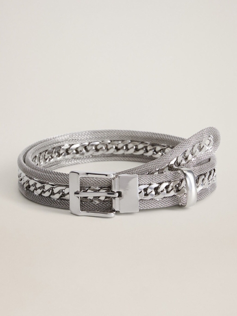 

MANGO Women Oxidised Silver-Toned Chain Link Belt