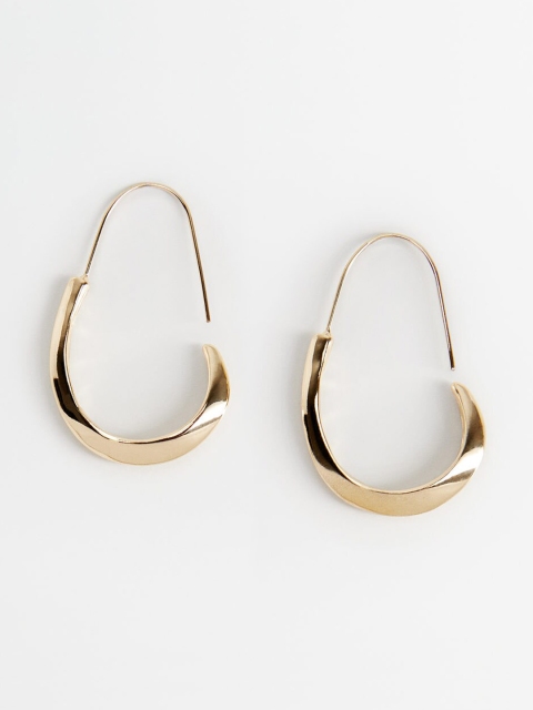 

MANGO Gold-Toned Oval Shaped Half Hoop Earrings