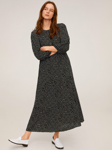 

MANGO Women Black & White Printed Maxi Dress