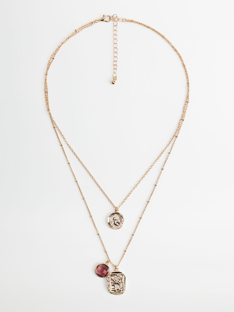 

MANGO Women Pink & Gold-Toned Layered Necklace