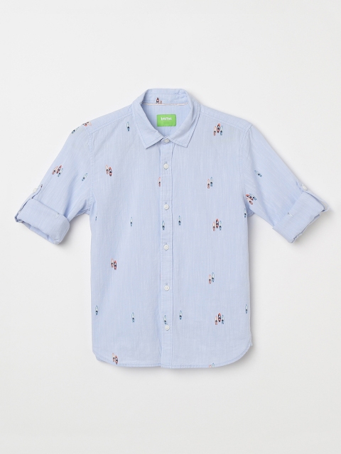

Bossini Boys Blue & Orange Regular Fit Printed Casual Shirt