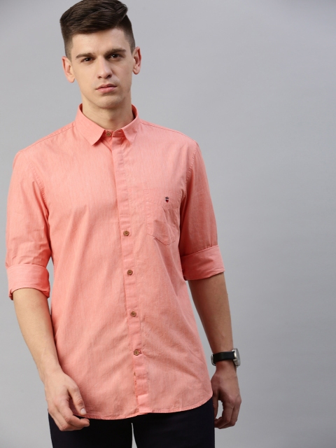 

Louis Philippe Sport Men Peach-Coloured Super Slim Fit Solid Casual Shirt