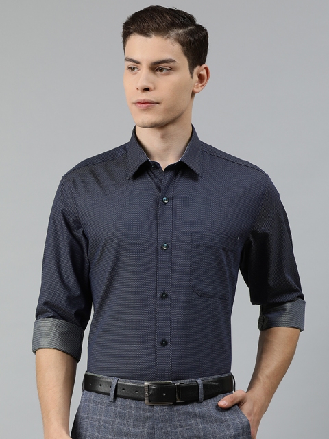 

Louis Philippe Men Navy Blue & White Slim Fit Printed Formal Shirt