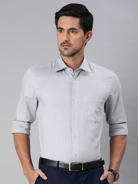 

Louis Philippe Men Grey Classic Fit Self Design Formal Shirt