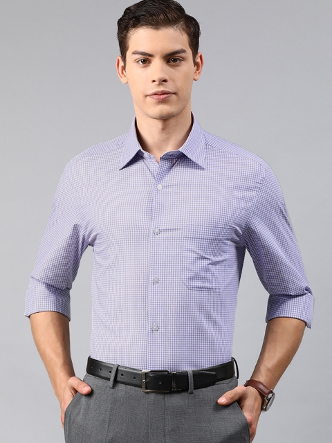 

Louis Philippe Men White & Blue Classic Fit Checked Formal Shirt