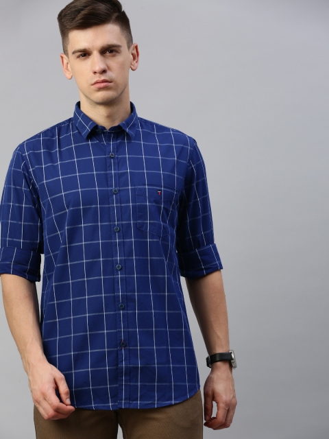 

Louis Philippe Sport Men Blue & White Super Slim Fit Checked Casual Shirt