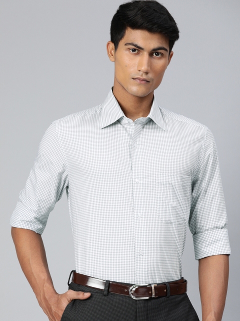 

Louis Philippe Men White & Grey Regular Fit Checked Formal Shirt