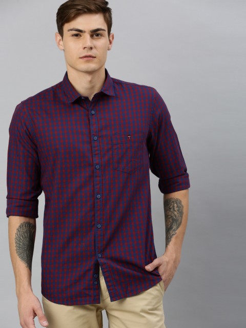 

Louis Philippe Jeans Men Red & Blue Super Slim Fit Checked Casual Shirt