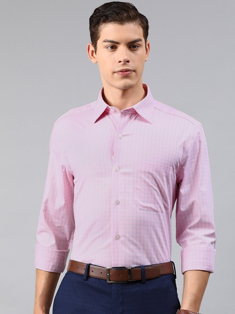 

Louis Philippe Men Pink & Blue Regular Fit Checked Formal Shirt