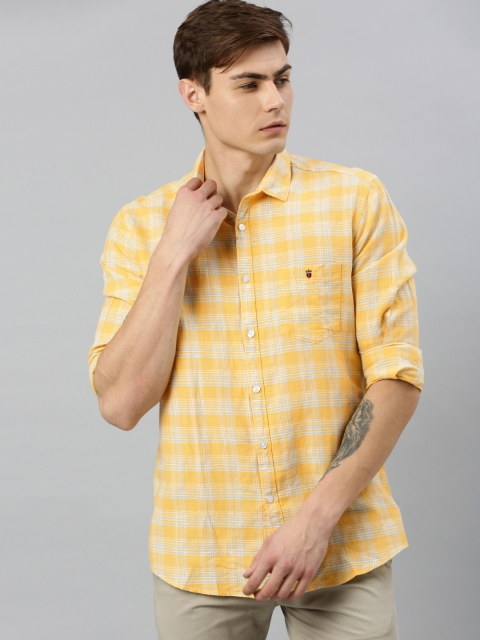 

Louis Philippe Jeans Men Yellow & Blue Slim Fit Checked Casual Shirt