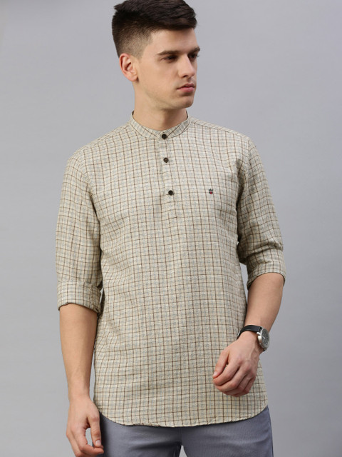 

Louis Philippe Sport Men Beige & Brown Super Slim Fit Checked Casual Shirt