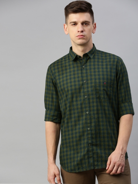 

Louis Philippe Sport Men Green & Yellow Super Slim Fit Checked Casual Shirt