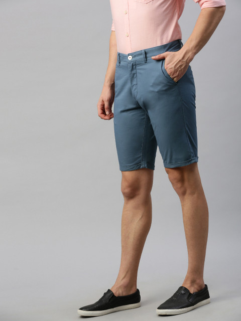 

Louis Philippe Sport Men Teal Blue Solid Slim Fit Regular Shorts