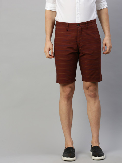 

Louis Philippe Sport Men Rust Striped Slim Fit Regular Shorts
