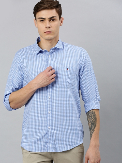 

Louis Philippe Jeans Men Blue & White Super Slim Fit Checked Casual Shirt