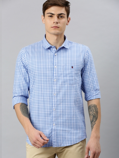 

Louis Philippe Jeans Men Blue & White Super Slim Fit Gingham Checked Casual Shirt