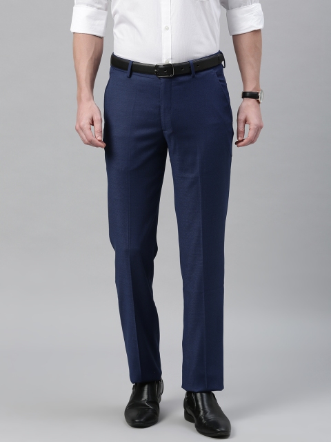 

Louis Philippe Men Navy Blue Slim Fit Solid Formal Trousers