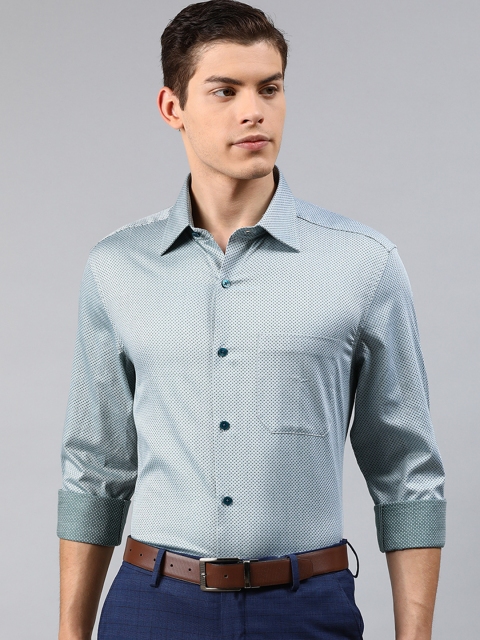 

Louis Philippe Men Sea Green Classic Fit Self Design Formal Shirt
